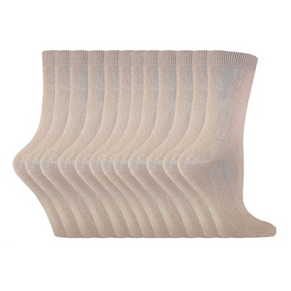 Sock Snob - 12 Pairs Ladies Plain Coloured Cotton Socks