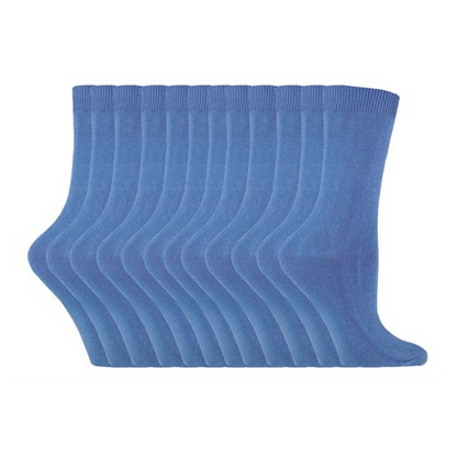 Sock Snob - 12 Pairs Ladies Plain Coloured Cotton Socks