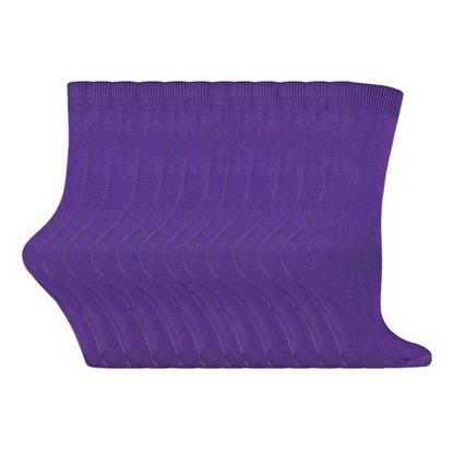 Sock Snob - 12 Pairs Ladies Plain Coloured Cotton Socks