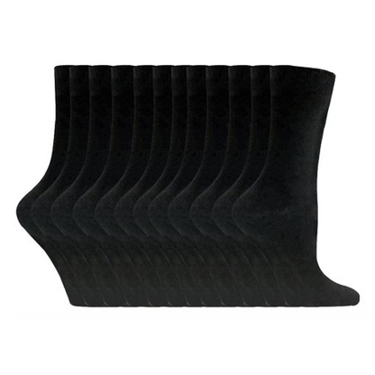 Sock Snob - 12 Pairs Ladies Plain Coloured Cotton Socks