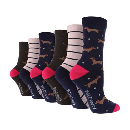 Wildfeet - 6 Pairs Ladies Novelty Jacquard Socks