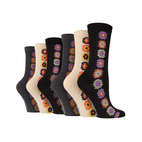 Wildfeet - 6 Pack Ladies Texture Knit Patterned Socks
