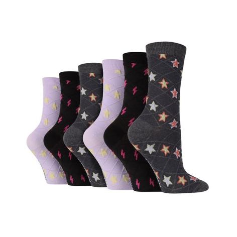 Wildfeet - 6 Pack Ladies Texture Knit Patterned Socks