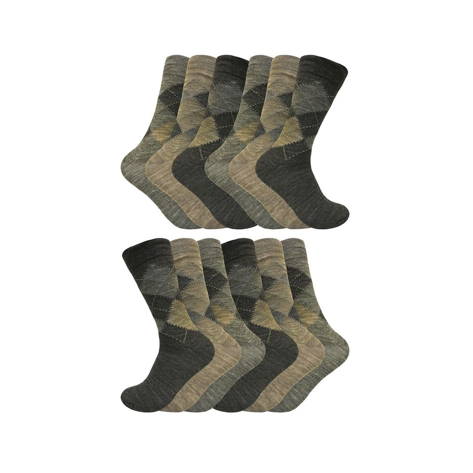 Sock Snob - 12 Pairs Men's Argyle Lambs Wool Socks