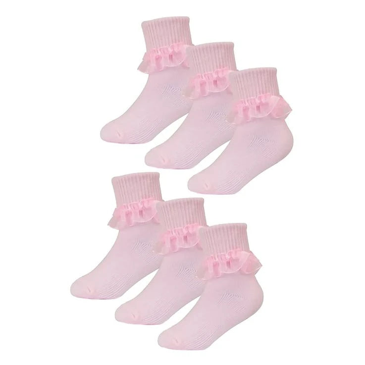 Baby Girls 6 Pack Organza Lace Socks
